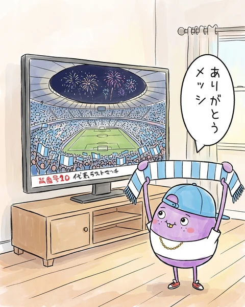 イラスト「メッシ代表引退」